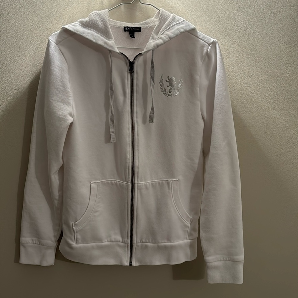 Express White Zip Hoodie